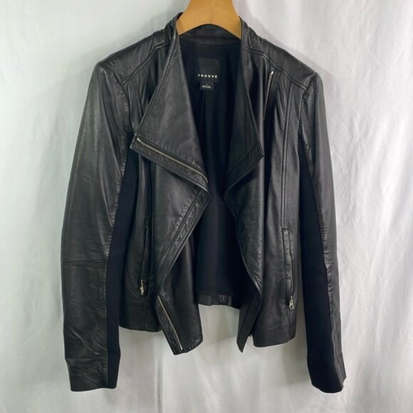 Trouvé black, leather Moto jacket - Picture 2 of 6